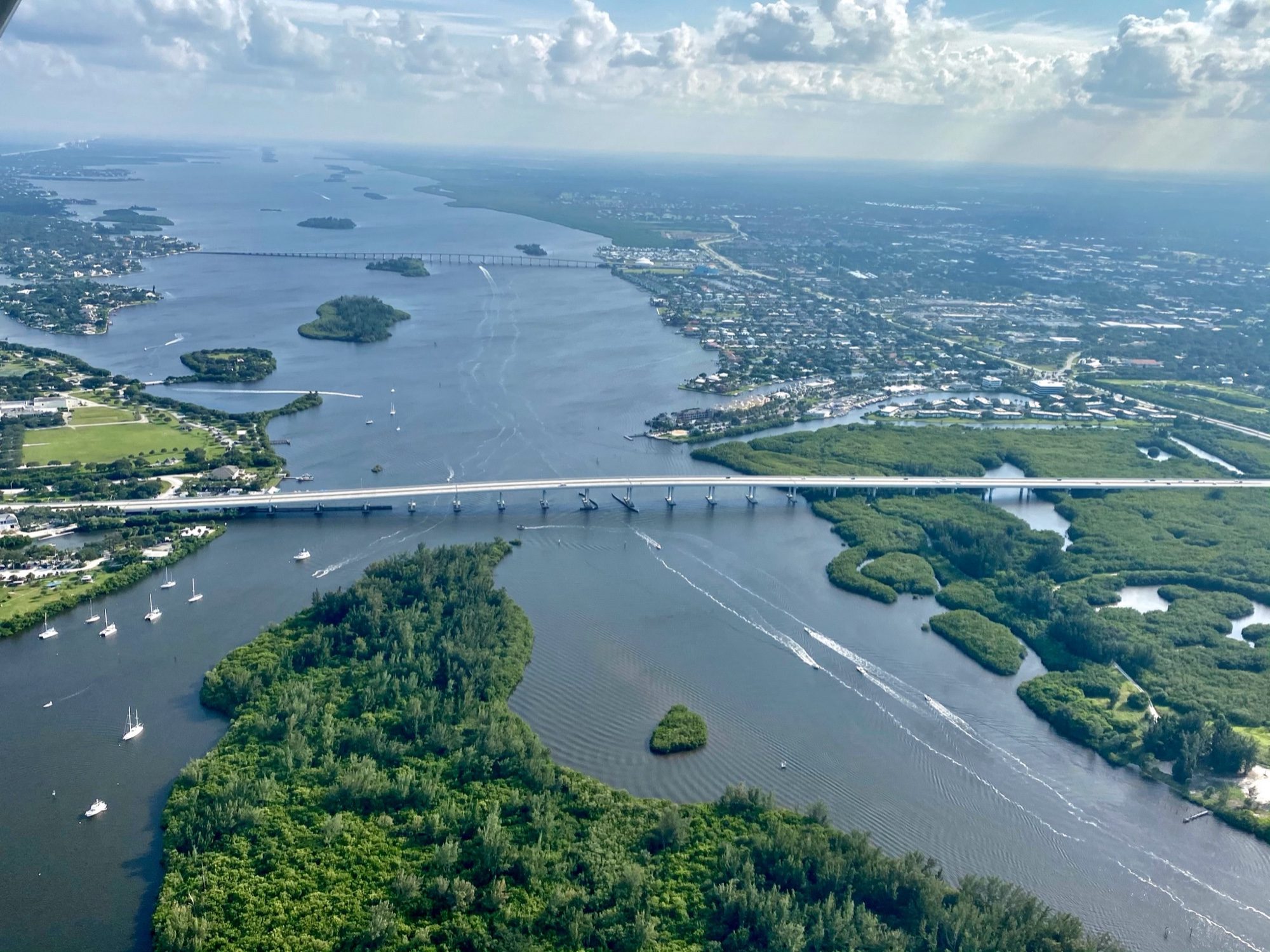 Palm Beach shoreline and intracoastal waterway from the air